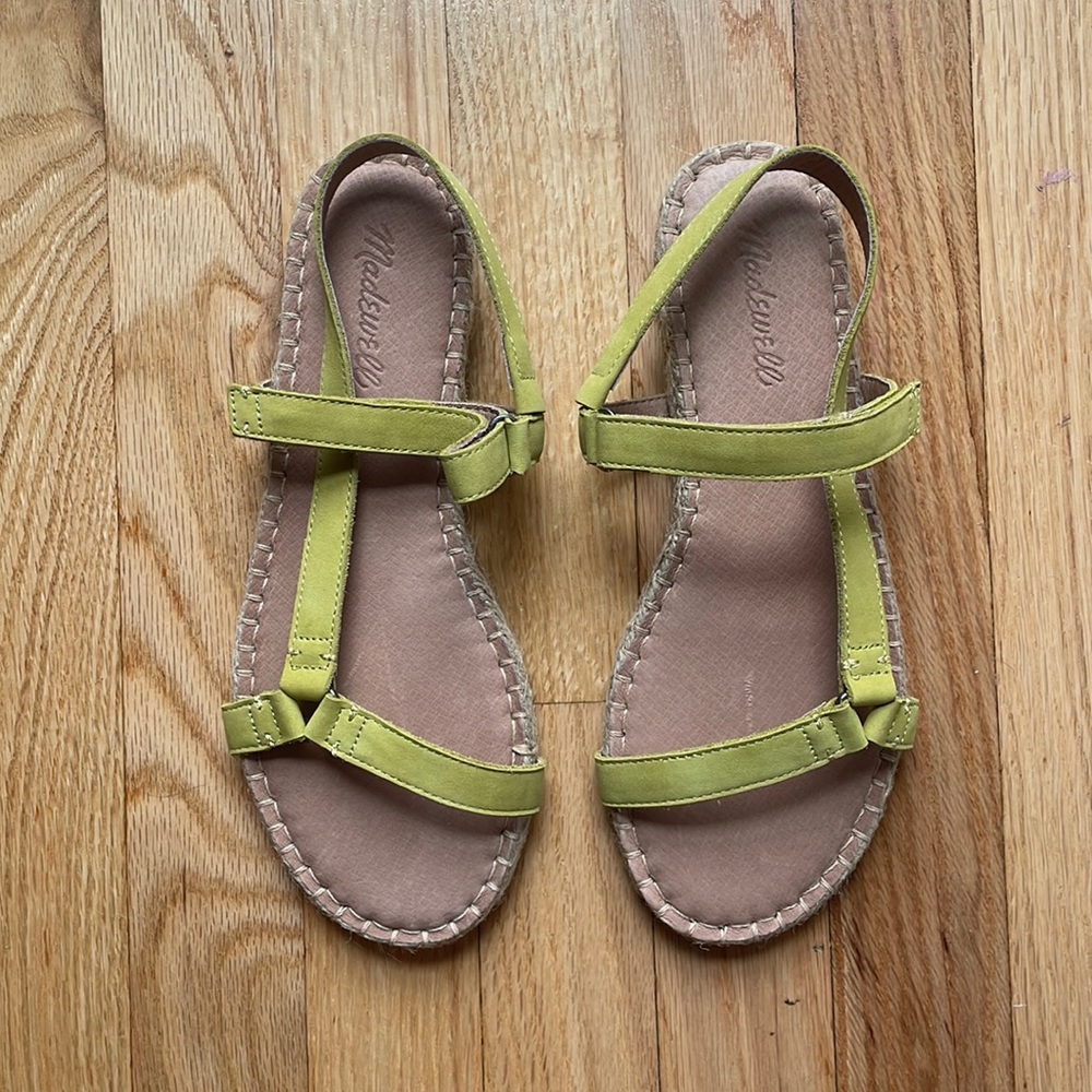 Madewell lime green flat espadrille sandals size 7.5